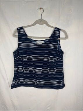 Sag Harbor Navy and White Striped Square-Neck Tank